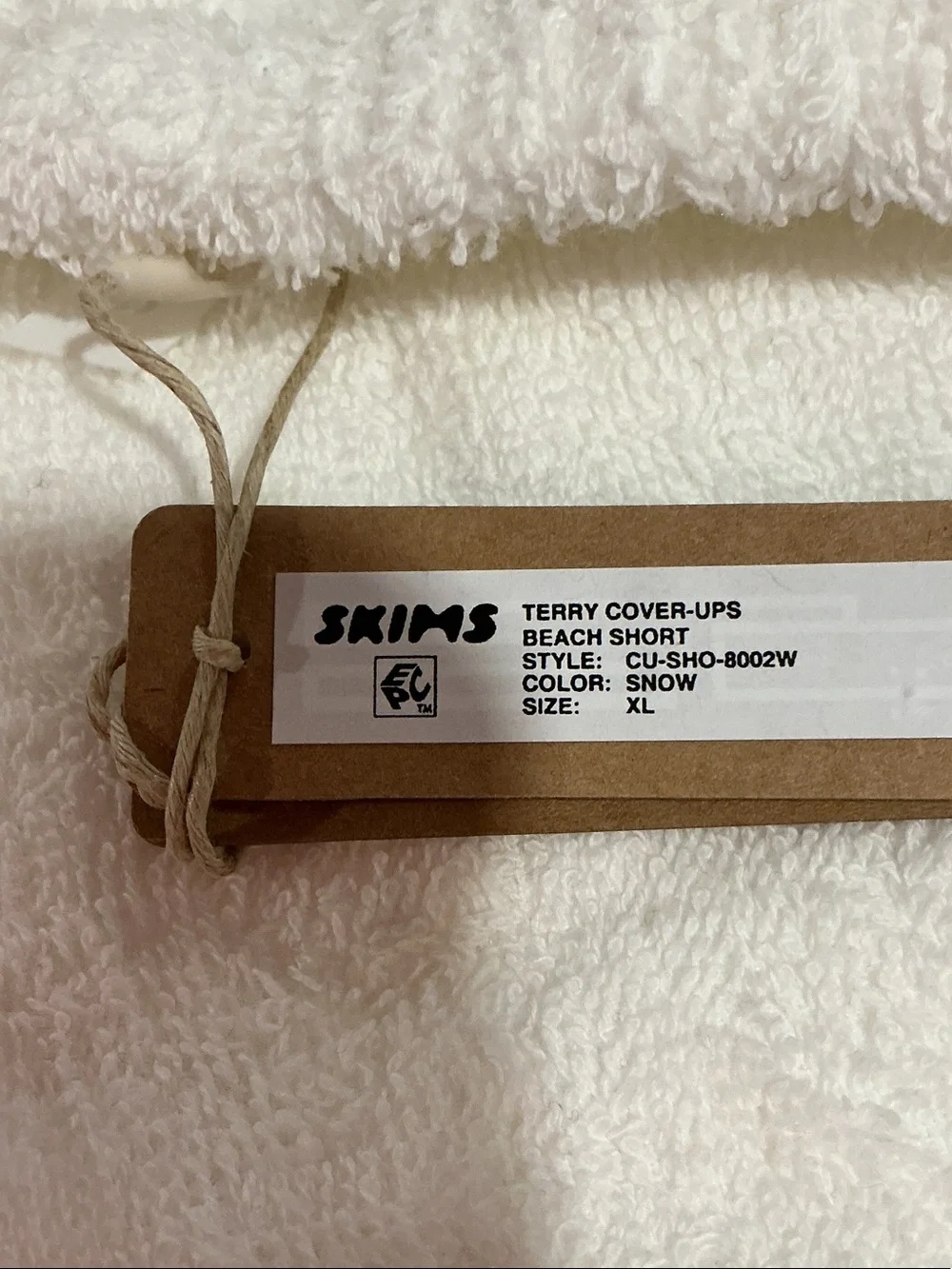 SKIMS Snow White Terry Cover-Up Beach Shorts NWT SIZE XL
